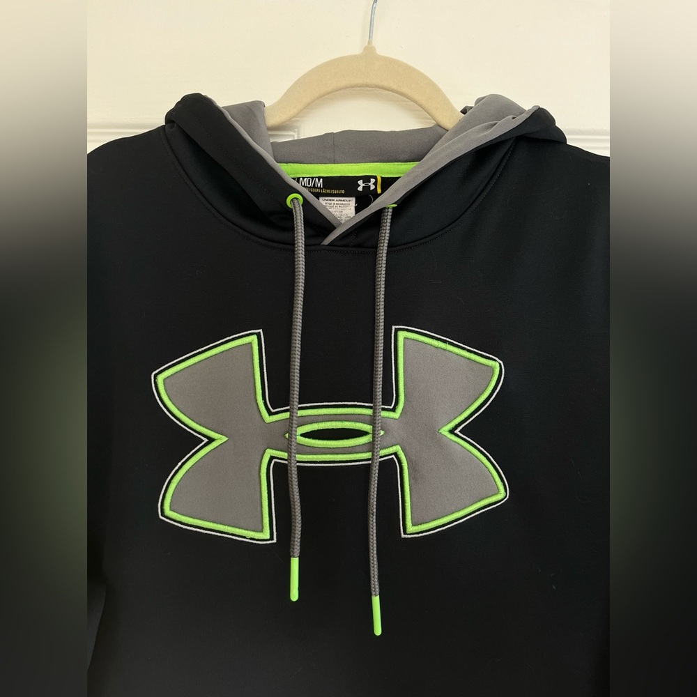 Under Armour Black and Gray Hoodie with Neon Accents